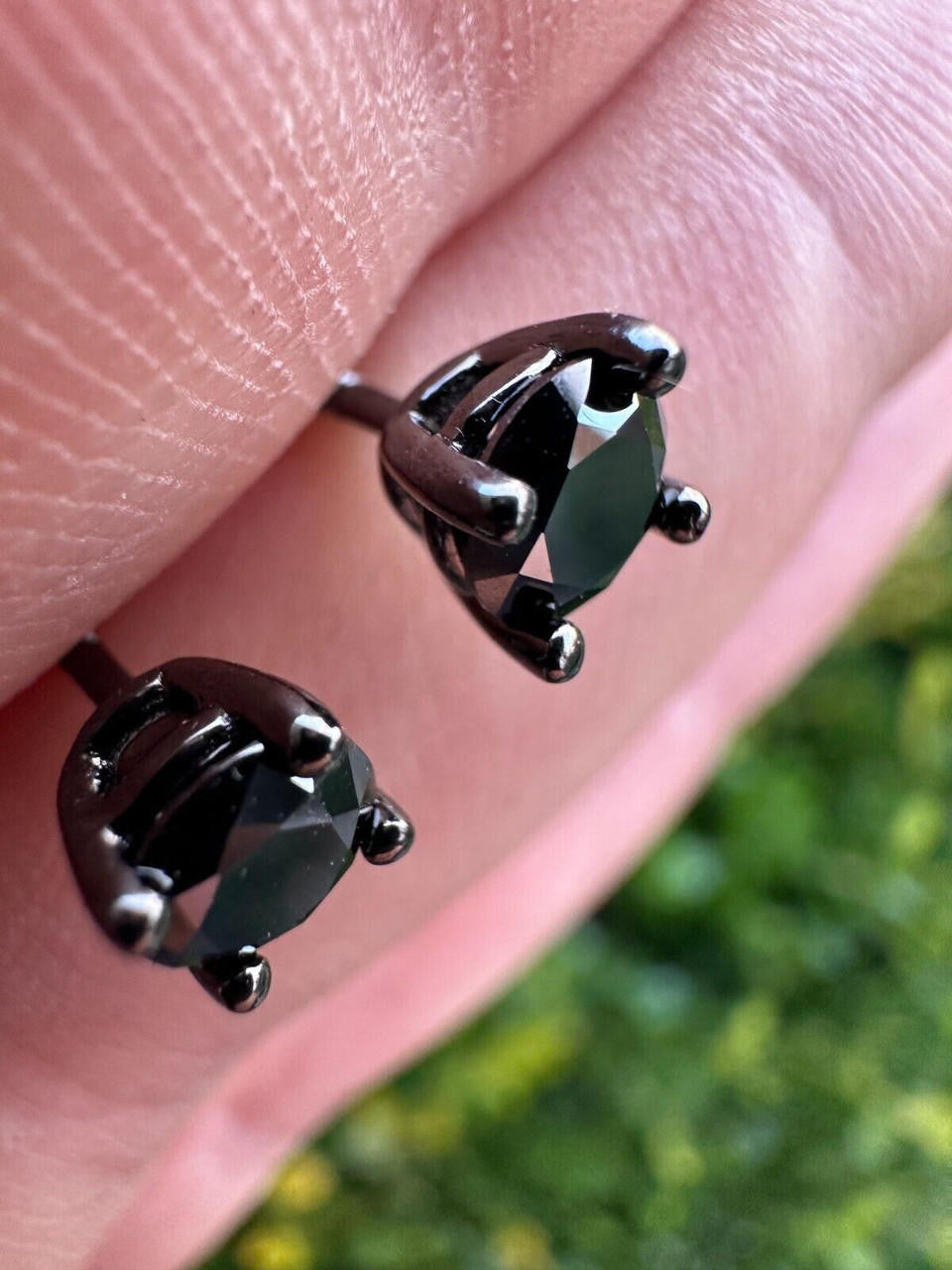 HarlemBling Black Moissanite Screwback Stud Earrings Oxidized Rhodium 925 Silver 3-8mm Pass Diamond Tester