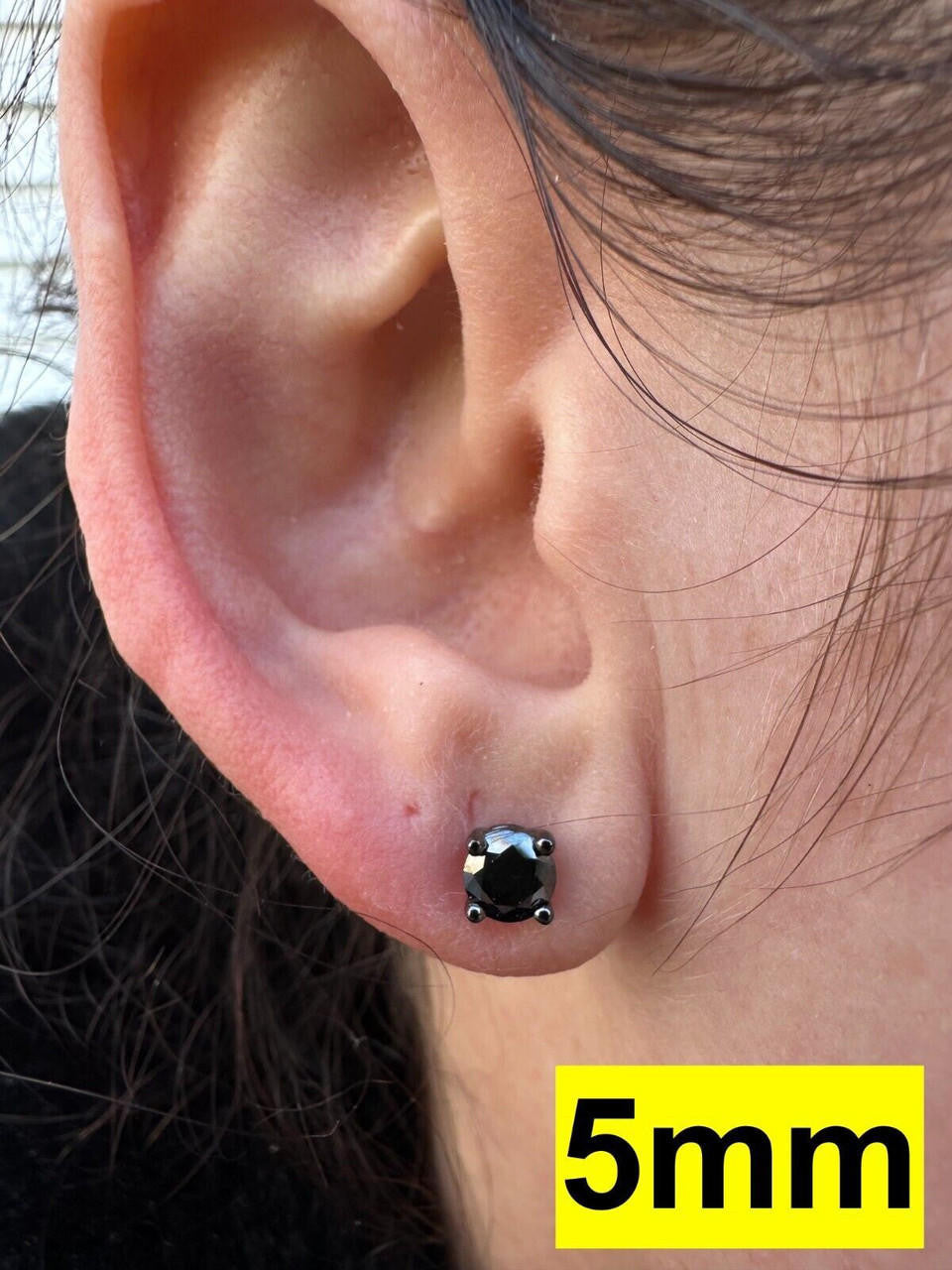 HarlemBling Black Moissanite Screwback Stud Earrings Oxidized Rhodium 925 Silver 3-8mm Pass Diamond Tester