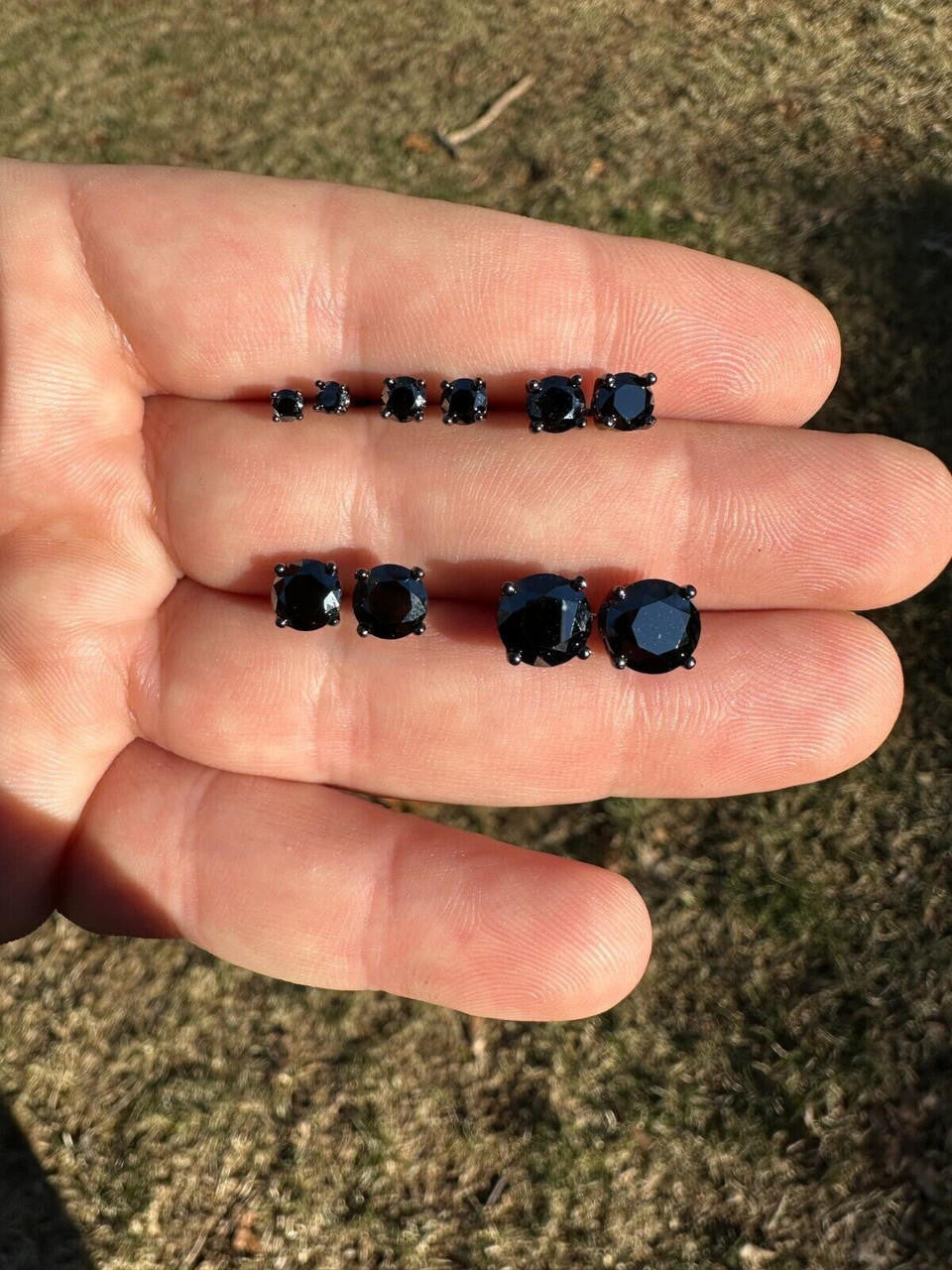 HarlemBling Black Moissanite Screwback Stud Earrings Oxidized Rhodium 925 Silver 3-8mm Pass Diamond Tester