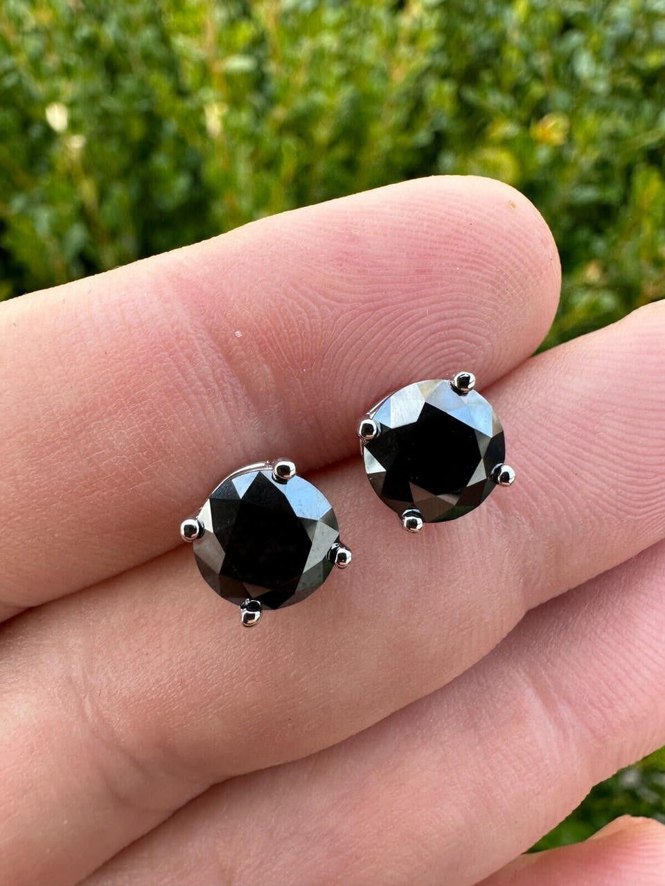 HarlemBling Black Moissanite Screwback Stud Earrings Real 925 Silver 3-8mm Pass Tester