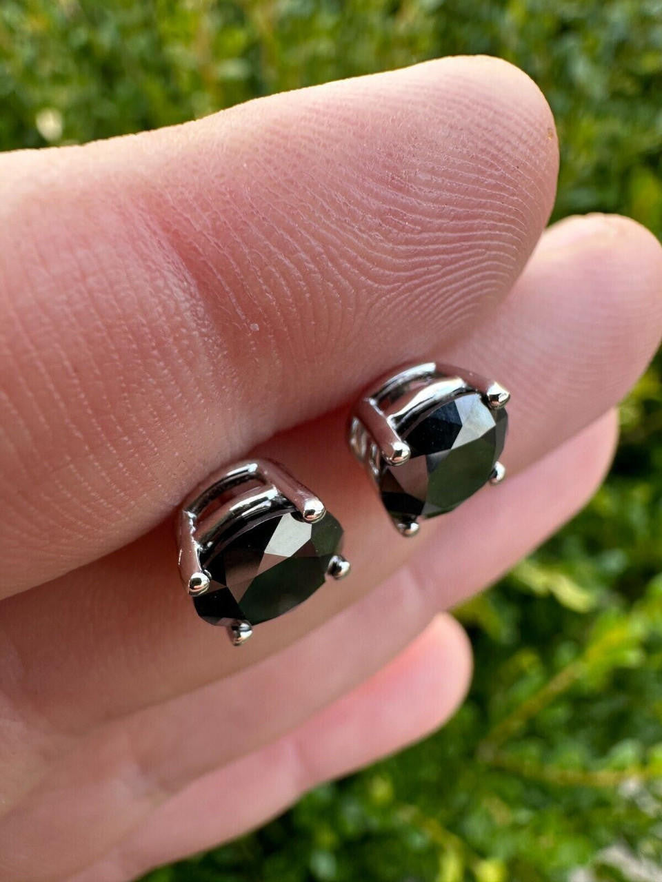 HarlemBling Black Moissanite Screwback Stud Earrings Real 925 Silver 3-8mm Pass Tester