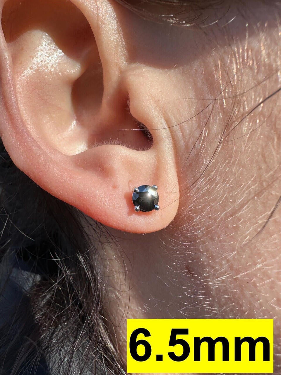 HarlemBling Black Moissanite Screwback Stud Earrings Real 925 Silver 3-8mm Pass Tester