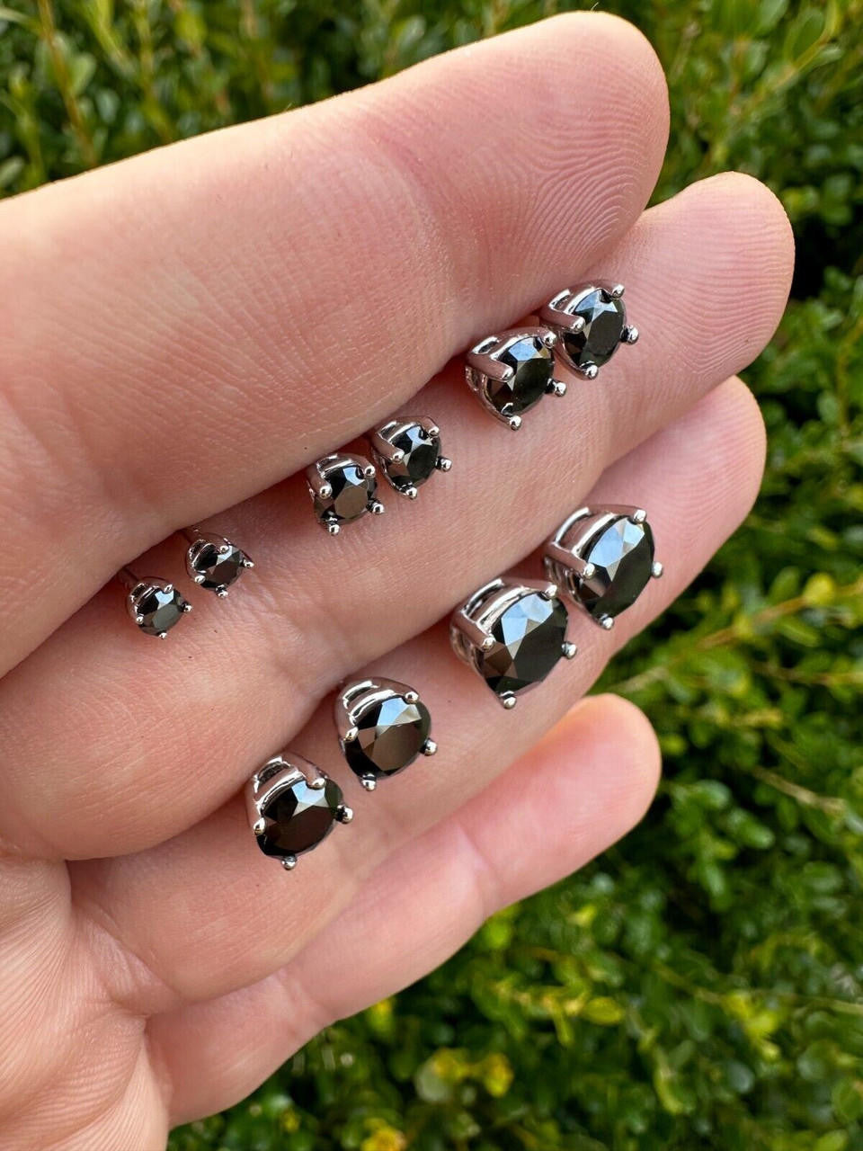 HarlemBling Black Moissanite Screwback Stud Earrings Real 925 Silver 3-8mm Pass Tester