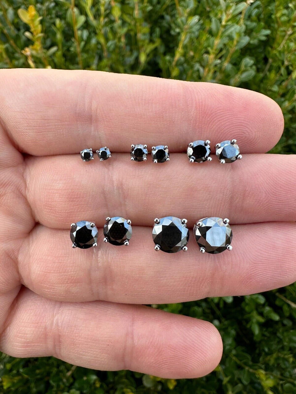 HarlemBling Black Moissanite Screwback Stud Earrings Real 925 Silver 3-8mm Pass Tester