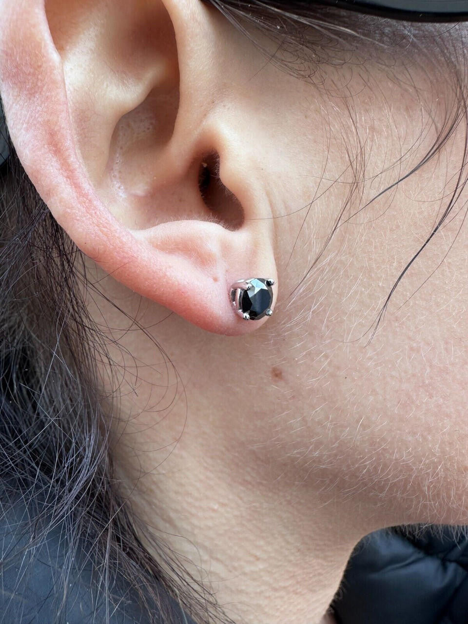 HarlemBling Black Moissanite Screwback Stud Earrings Real 925 Silver 3-8mm Pass Tester