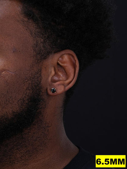 HarlemBling Black MOISSANITE Solitaire Stud Earrings - 14k Gold Vermeil 925 Silver - 3mm-8mm - 0.2-4ct