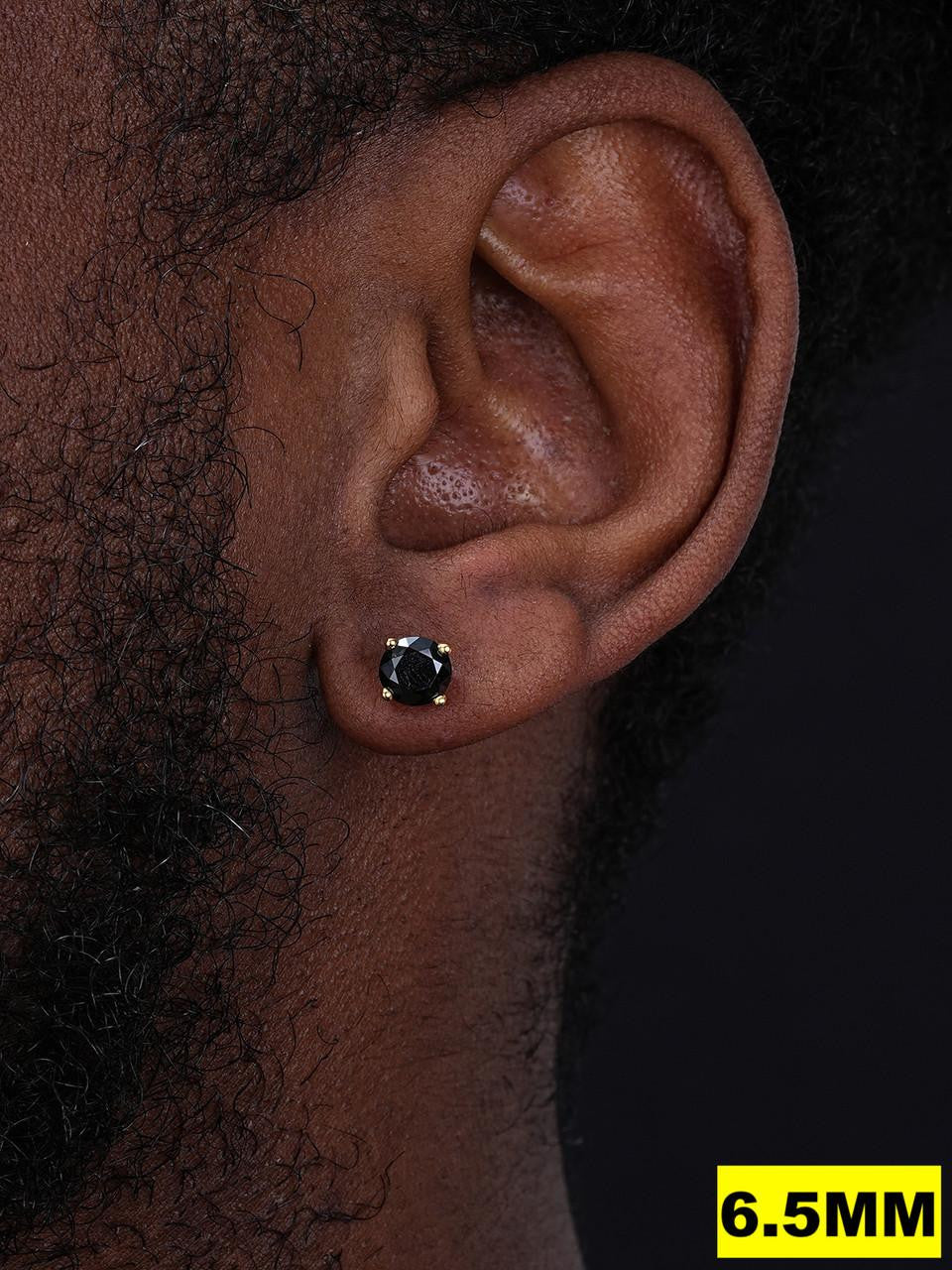 HarlemBling Black MOISSANITE Solitaire Stud Earrings - 14k Gold Vermeil 925 Silver - 3mm-8mm - 0.2-4ct