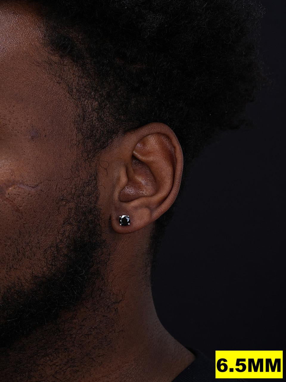 HarlemBling Black MOISSANITE Solitaire Stud Earrings - 925 Silver - 3mm-8mm - 0.2-4ct