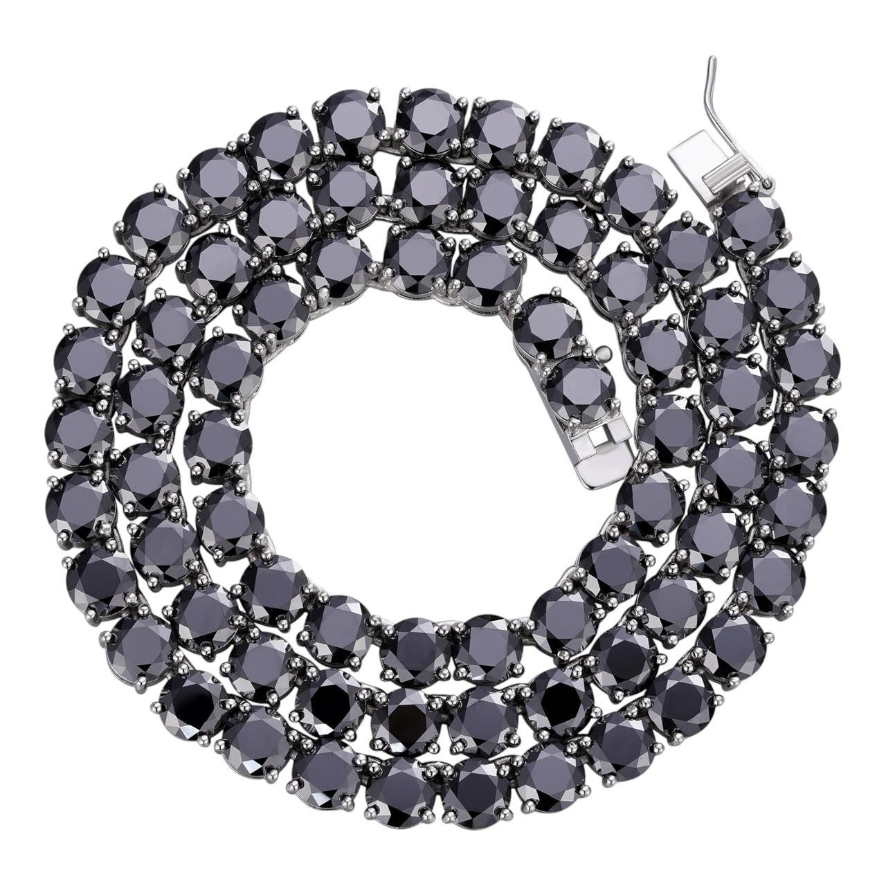 HarlemBling Black MOISSANITE Tennis Chain Necklace Iced Out - 925 Silver - 7mm - 16-28"