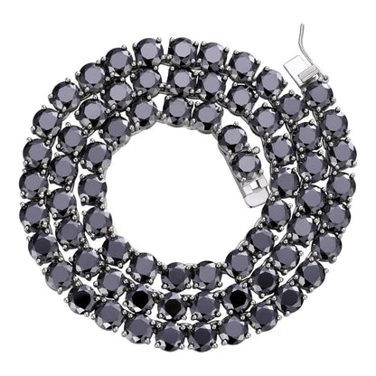 HarlemBling Black MOISSANITE Tennis Chain Necklace Iced Out - 925 Silver - 7mm - 16-28"