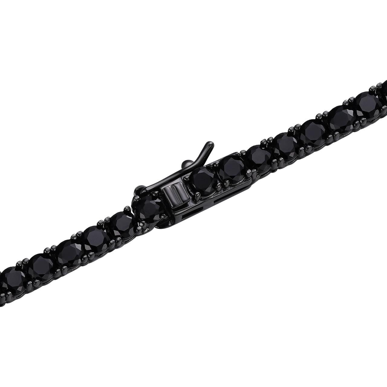 HarlemBling Black MOISSANITE Tennis Chain Necklace Iced Out - Black Rhodium Over 925 Silver - 3mm - 16-28"