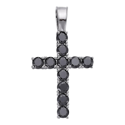 HarlemBling Black MOISSANITE Tennis Cross - 925 Silver - 5 Sizes 0.75"-2.25"