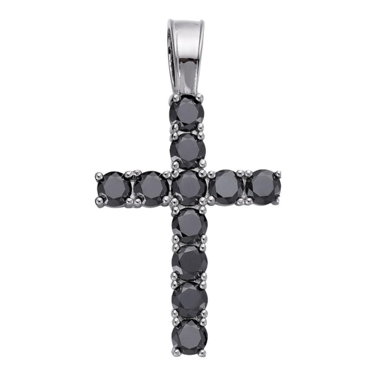 HarlemBling Black MOISSANITE Tennis Cross - 925 Silver - 5 Sizes 0.75"-2.25"