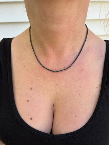 HarlemBling Black Rhodium Real 925 Silver Twisted Rock Sparkle Rope Chain Necklace 14-24