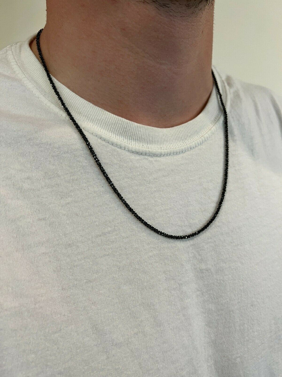 HarlemBling Black Rhodium Real 925 Silver Twisted Rock Sparkle Rope Chain Necklace 14-24