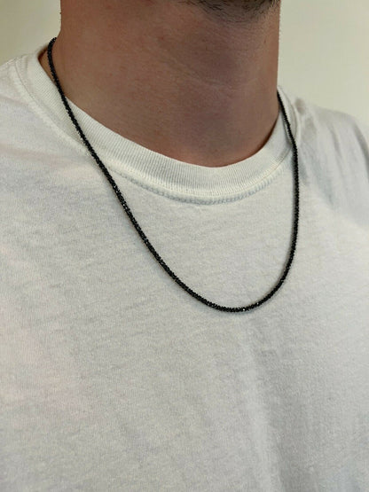 HarlemBling Black Rhodium Real 925 Silver Twisted Rock Sparkle Rope Chain Necklace 14-24