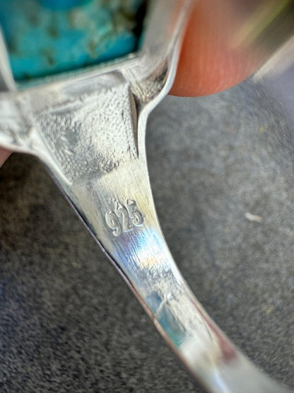 HarlemBling Blue Genuine Turquoise Stone Mens Real 925 Silver Ring Size 6 7 8 9 10 11 12 13