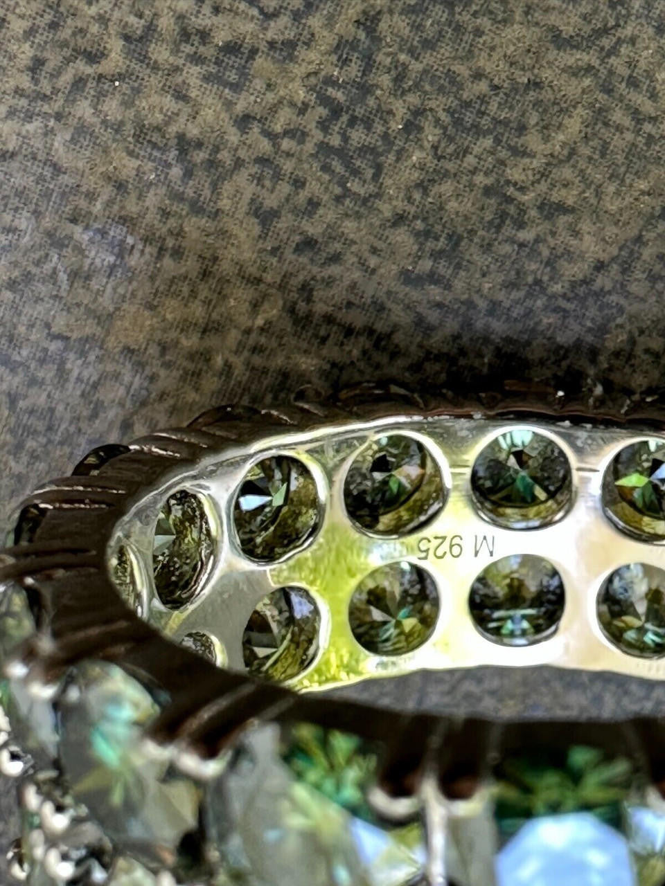 HarlemBling Blue Green Moissanite Ring Real 925 Silver Hip Hop Iced Tennis Band 10mm Big