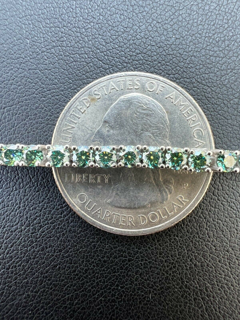 HarlemBling Blue Green MOISSANITE Tennis Bracelet 925 Sterling Silver Pass Diamond Test 3mm