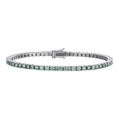HarlemBling Blue Green MOISSANITE Tennis Bracelet 925 Sterling Silver Pass Diamond Test 3mm
