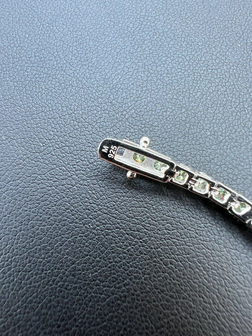 HarlemBling Blue Green MOISSANITE Tennis Bracelet 925 Sterling Silver Pass Diamond Test 3mm