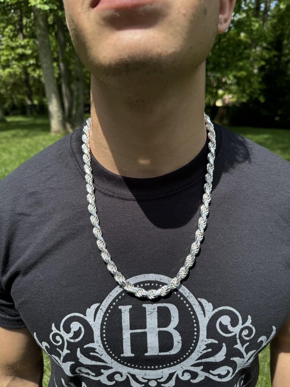 HarlemBling BOSS Rope Chain Necklace - 925 Sterling Silver - 18"-30" - 8mm