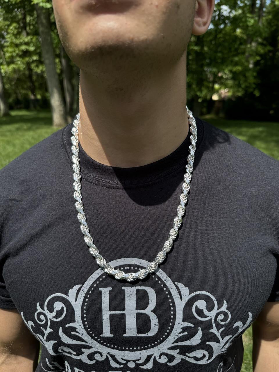 HarlemBling BOSS Rope Chain Necklace - 925 Sterling Silver - 18"-30" - 8mm