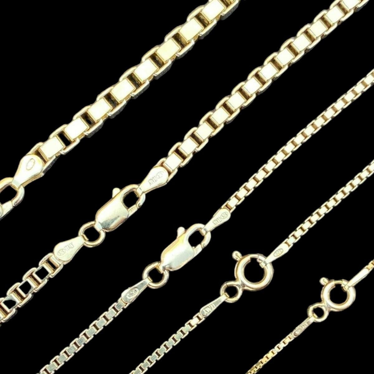14k Gold Over Real Solid 925 Sterling Silver Box Chain 1-4mm