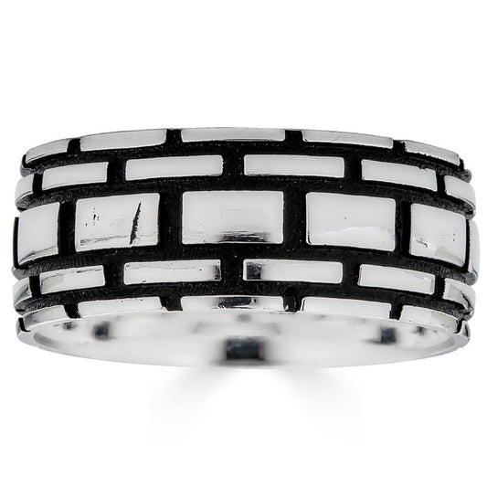 HarlemBling Brick Eternity Band Ring - 925 Silver Oxidized - Plain