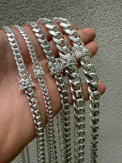HarlemBling BUDGET Miami Cuban Link Chain Necklace Or Bracelet - 925 Sterling Silver - 7-30" - 5-14mm