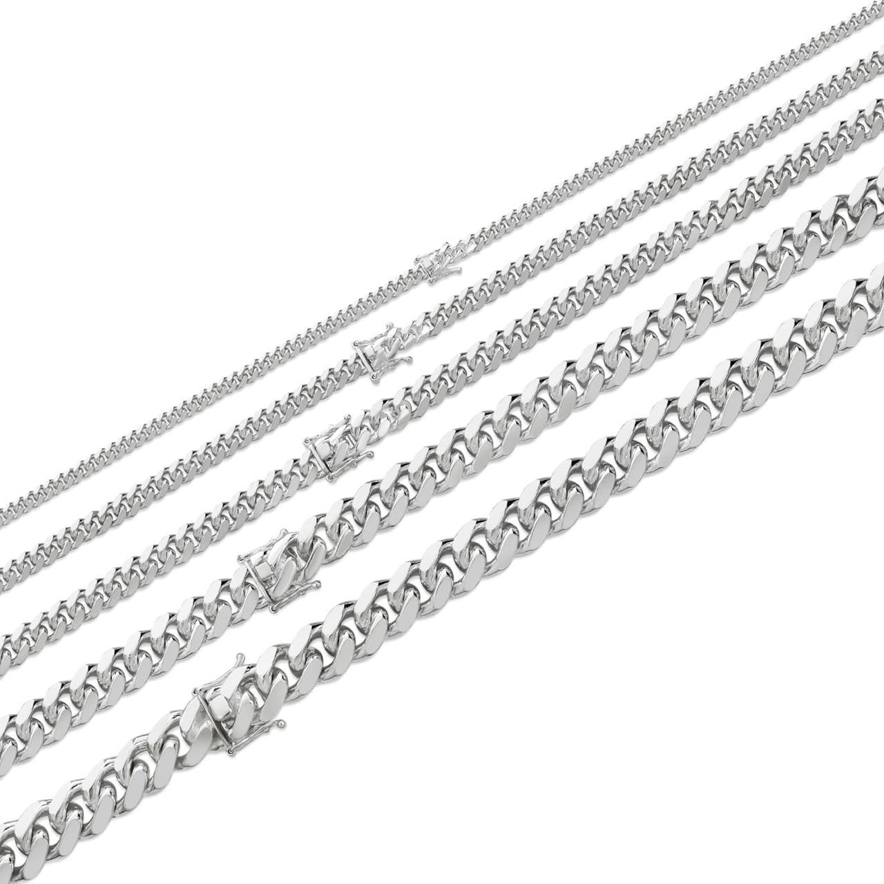 HarlemBling BUDGET Miami Cuban Link Chain Necklace Or Bracelet - 925 Sterling Silver - 7-30" - 5-14mm