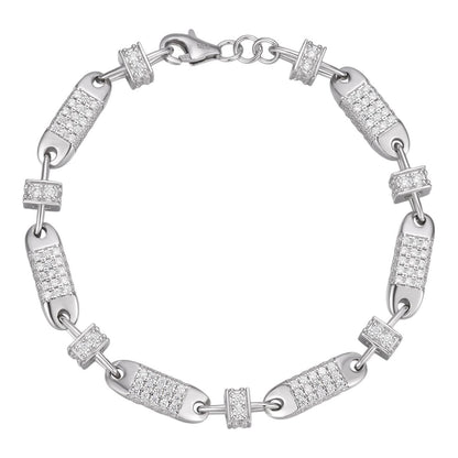 HarlemBling Bullet Chain Bracelet Iced Out CZ Stones - 925 Silver - 5mm - 7-8"