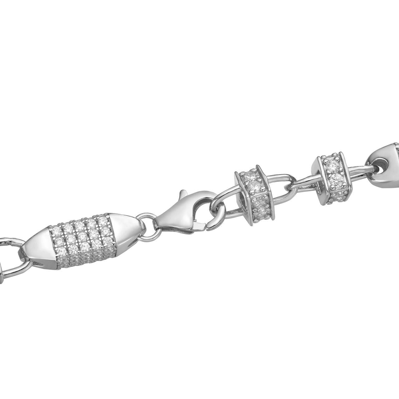 Men Bullet Chain Real Solid 925 Silver Iced Flooded Out Diamond