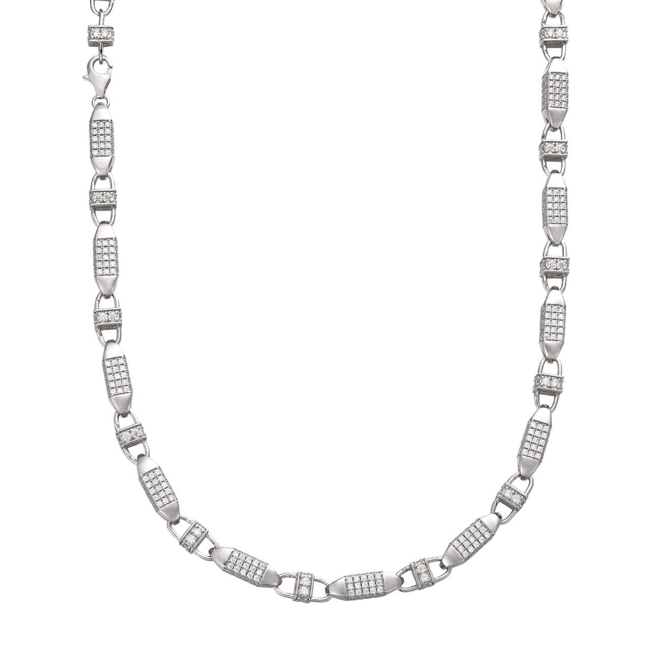 HarlemBling Bullet Chain Necklace Iced Out CZ Stones - 925 Silver - 5mm - 16"-30"