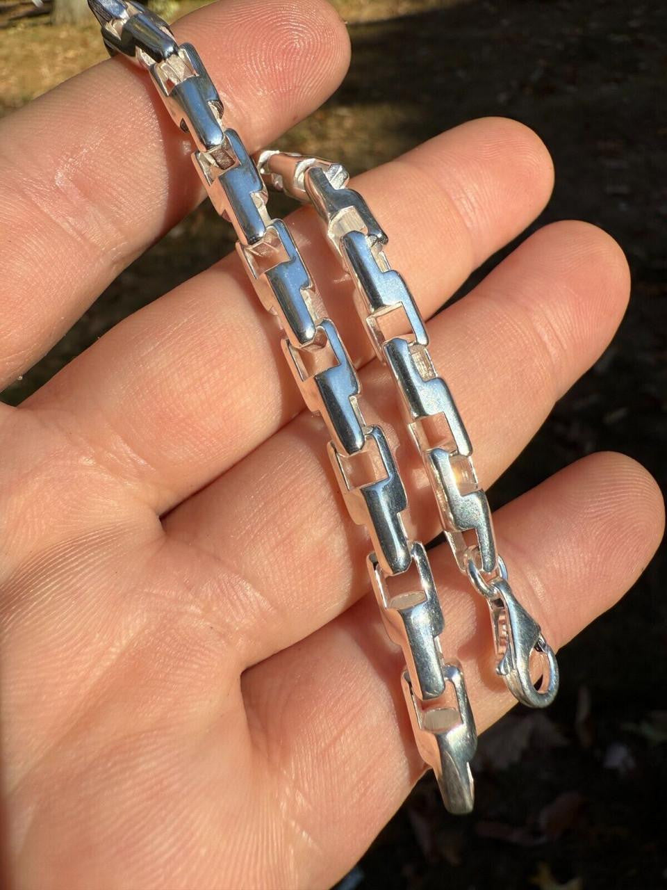 HarlemBling Bullet Rolo Chain Bracelet - 925 Sterling Silver - 7"-9" - 6mm