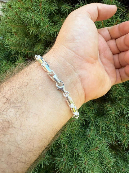 HarlemBling Bullet Rolo Chain Bracelet - 925 Sterling Silver - 7"-9" - 6mm