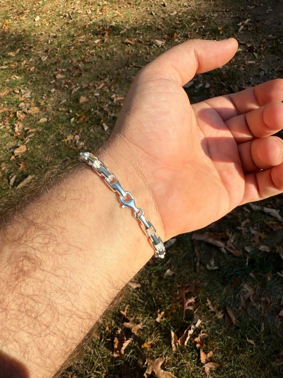 HarlemBling Bullet Rolo Chain Bracelet - 925 Sterling Silver - 7"-9" - 6mm