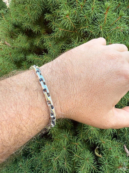 HarlemBling Bullet Rolo Chain Bracelet - Oxidized 925 Sterling Silver - 7"-9" - 6mm