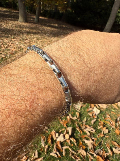 HarlemBling Bullet Rolo Chain Bracelet - Oxidized 925 Sterling Silver - 7"-9" - 6mm