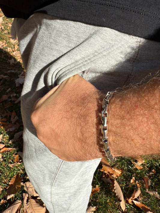 HarlemBling Bullet Rolo Chain Bracelet - Oxidized 925 Sterling Silver - 7"-9" - 6mm