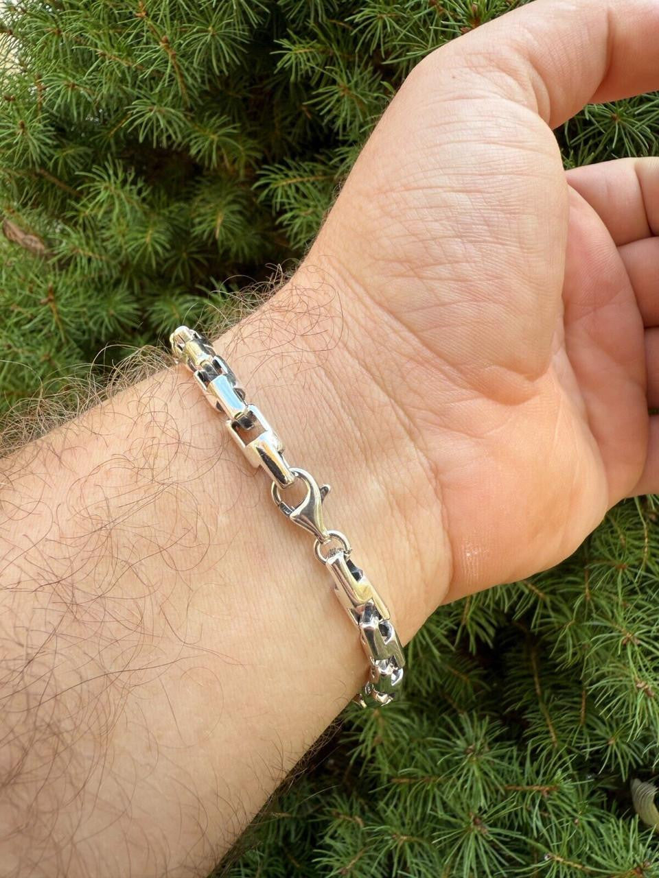 HarlemBling Bullet Rolo Chain Bracelet - Oxidized 925 Sterling Silver - 7"-9" - 6mm