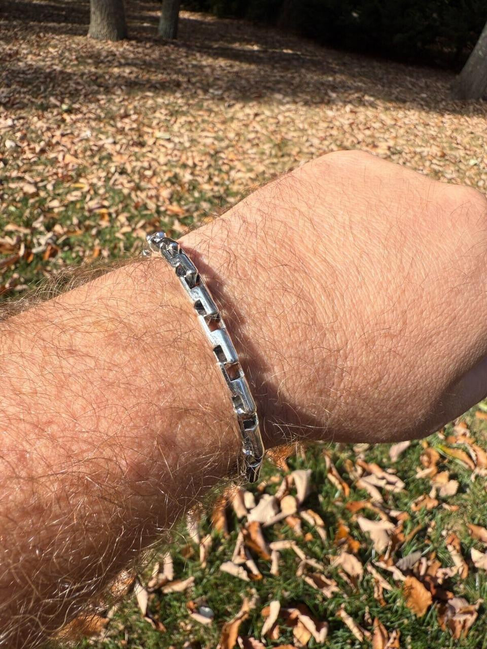 HarlemBling Bullet Rolo Chain Bracelet - Oxidized 925 Sterling Silver - 7"-9" - 6mm