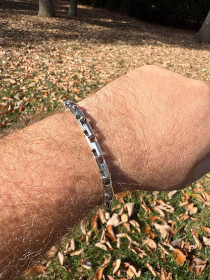 HarlemBling Bullet Rolo Chain Bracelet - Oxidized 925 Sterling Silver - 7"-9" - 6mm