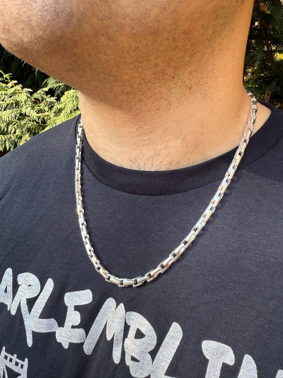 HarlemBling Bullet Rolo Chain Necklace - 925 Sterling Silver - 18"-28" - 6mm