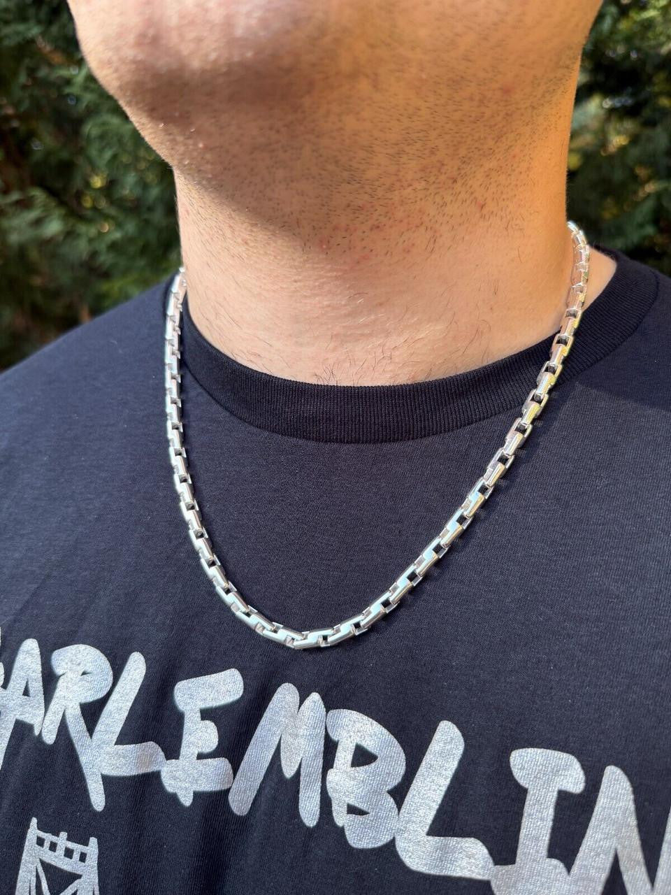 HarlemBling Bullet Rolo Chain Necklace - 925 Sterling Silver - 18"-28" - 6mm