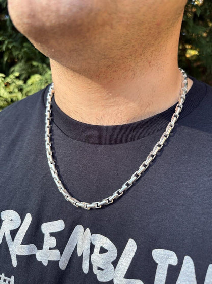 HarlemBling Bullet Rolo Chain Necklace - 925 Sterling Silver - 18"-28" - 6mm