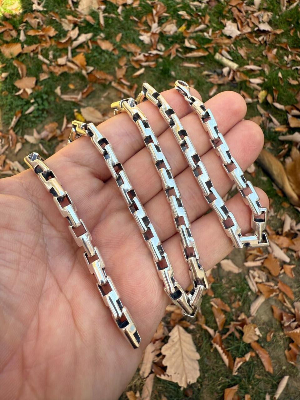 HarlemBling Bullet Rolo Chain Necklace - Oxidized 925 Sterling Silver - 18"-28" - 6mm