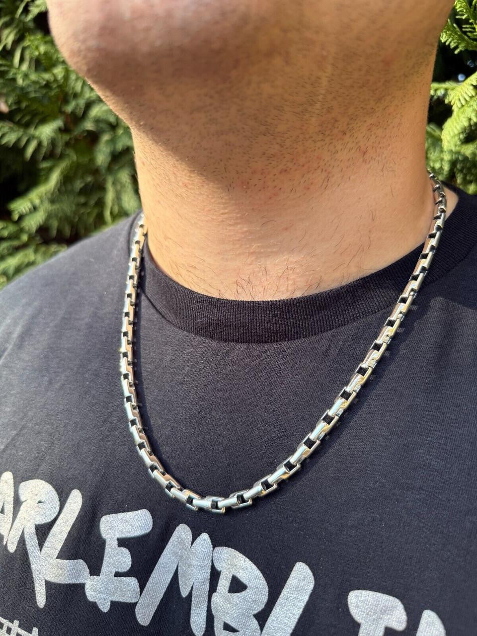 HarlemBling Bullet Rolo Chain Necklace - Oxidized 925 Sterling Silver - 18"-28" - 6mm