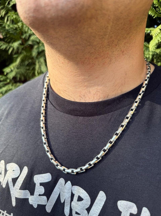 HarlemBling Bullet Rolo Chain Necklace - Oxidized 925 Sterling Silver - 18"-28" - 6mm