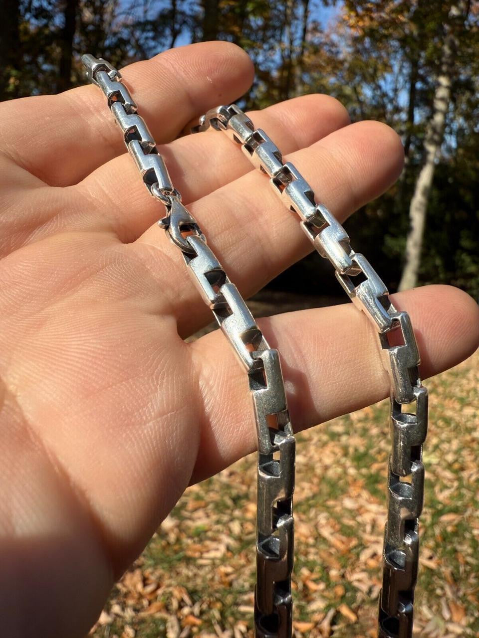 HarlemBling Bullet Rolo Chain Necklace - Oxidized 925 Sterling Silver - 18"-28" - 6mm